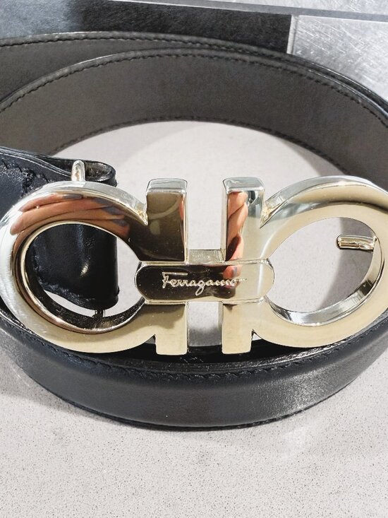 Salvatore Ferragamo Skinny Leather Belt Blue Size: S main image 6